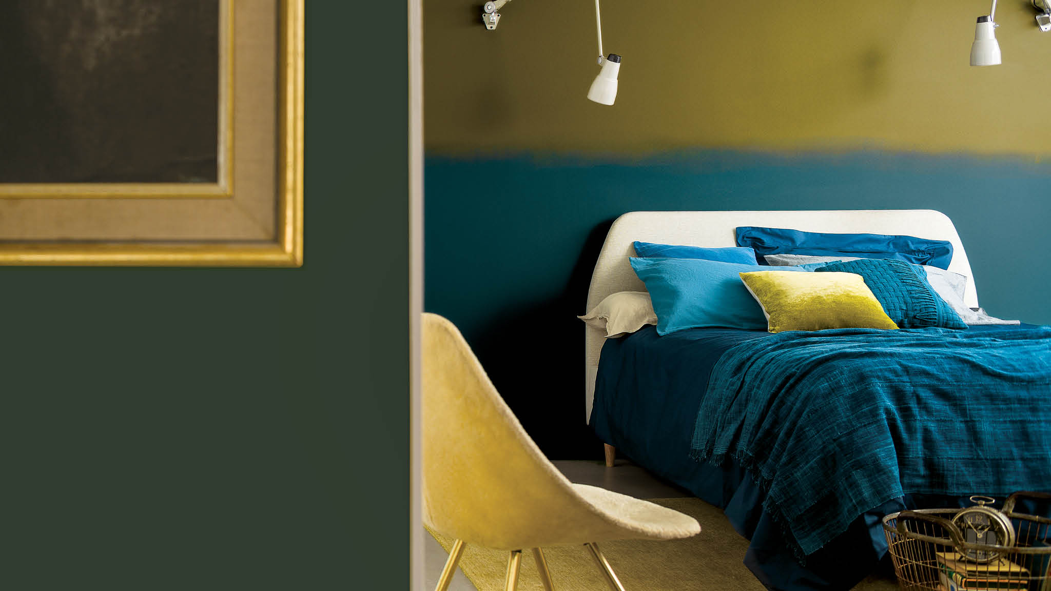 Blue and yellow bedroom Soft, dreamy blues are a popular choice for bedrooms and for good reason: these soothing, optimistic shades have been proven to aid sleep, encourage relaxation and lower blood pressure.