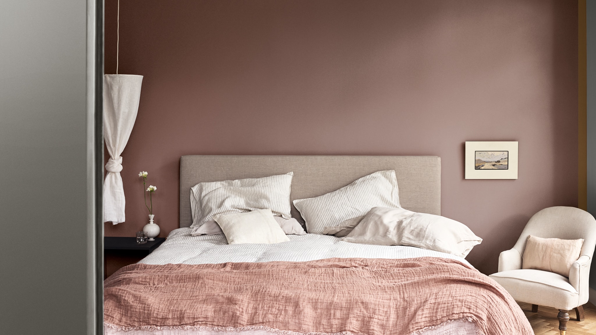 A calming Spiced Honey bedroom Deco-Paints-Colour-Futures-Colour-of-the-Year-2019-A-place-to-dream-Bedroom-Inspiration-37