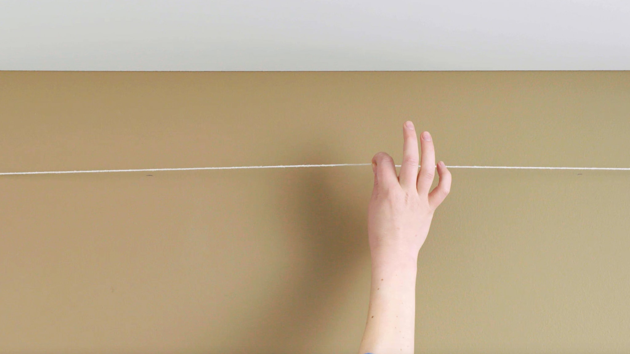 Create a chalk guide line Deco-Paints-Colour-Futures-Colour-of-the-Year-2019-How-to-ceiling-stripe-3