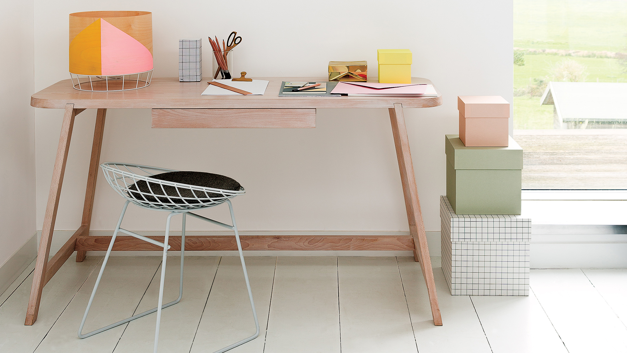 Wooden desk on white painted flooring dulux-simply-refresh-floors-stairs-ideas-global-5