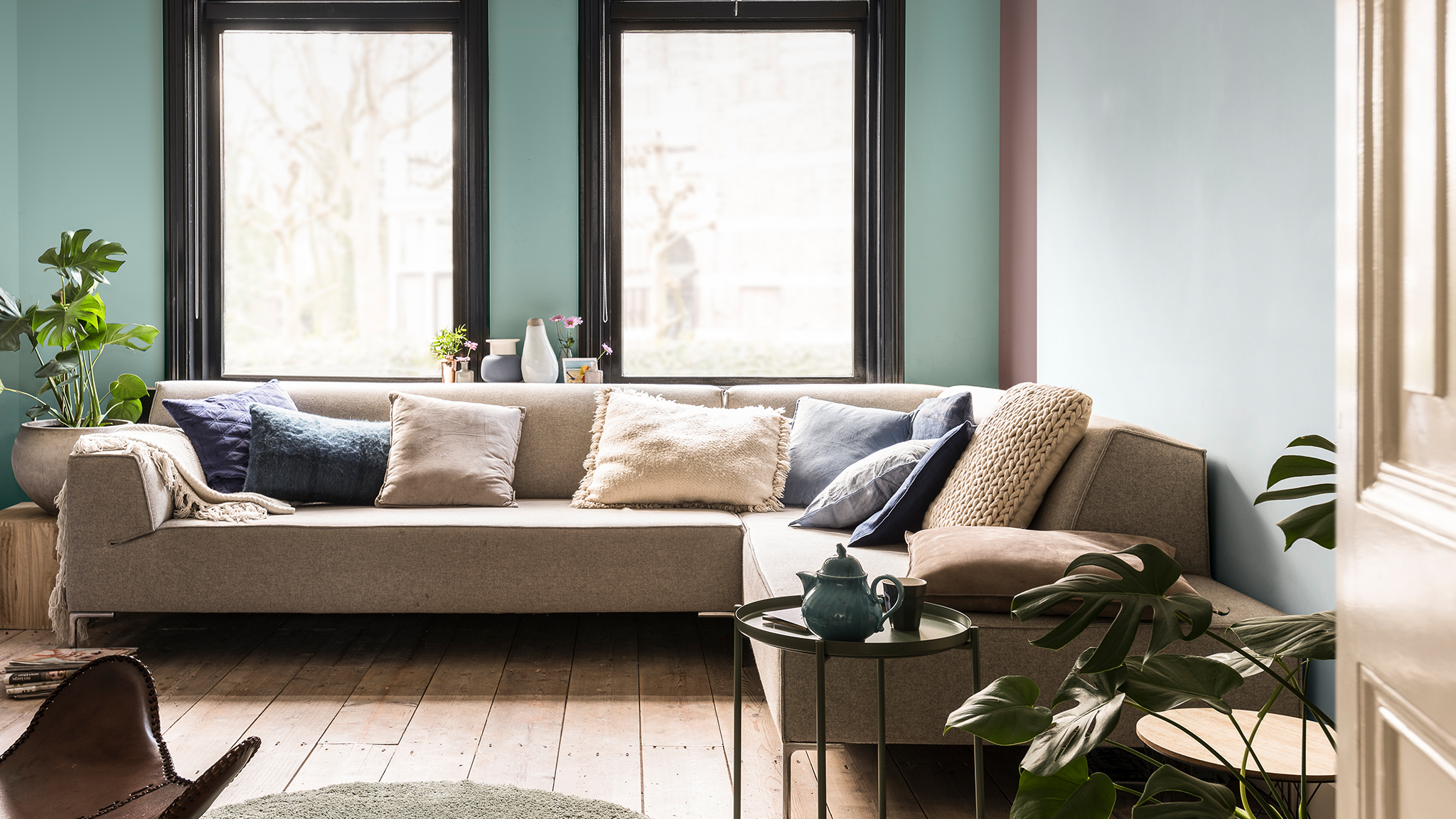 Black window frames with light blue walls dulux-simply-refresh-windows-doors-ideas-global-4