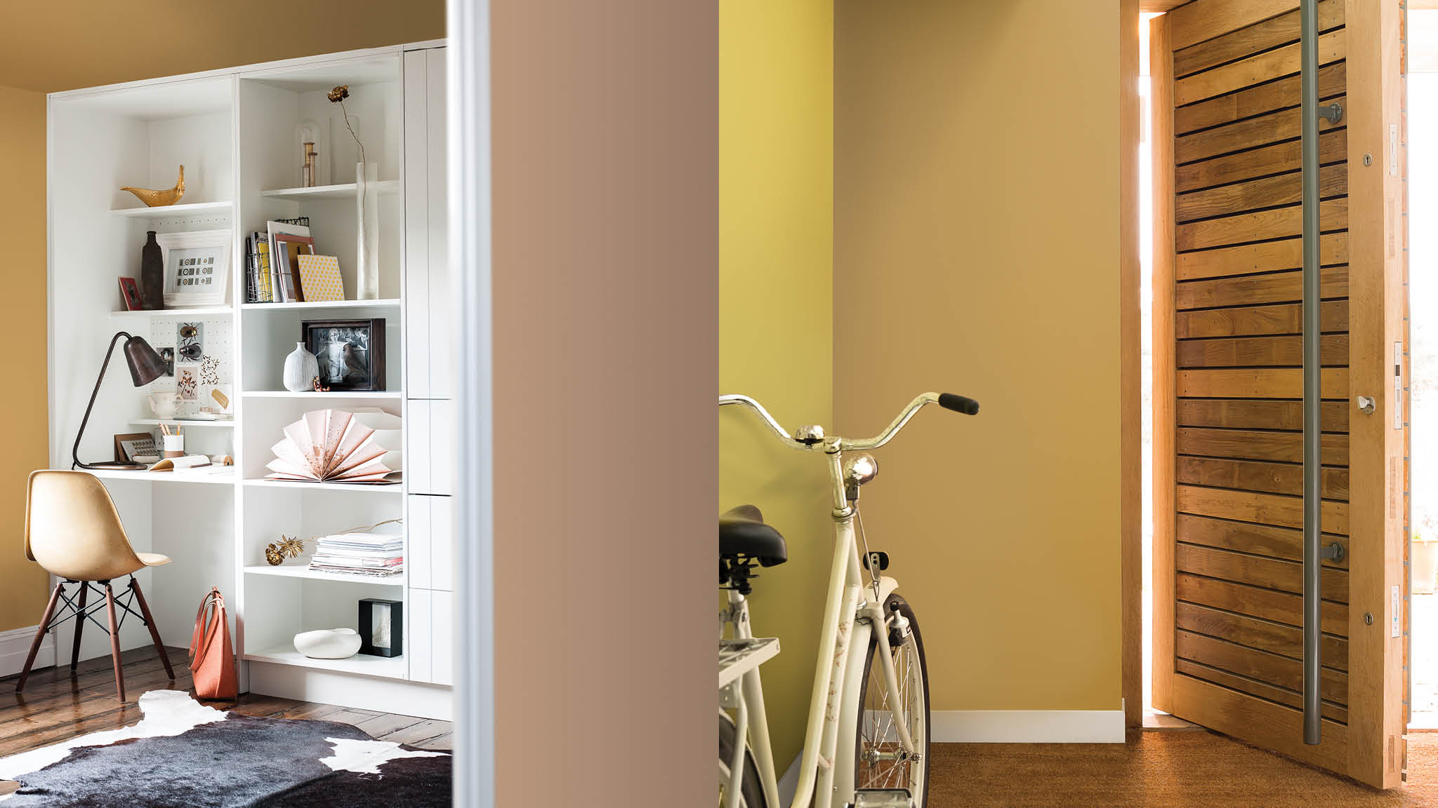 Gold is a welcoming colour For a welcoming colour scheme combine Cherished Gold with a light and smooth shade such as cappuccino. This earthy combination sits harmoniously together, and works particularly well in entrance halls.