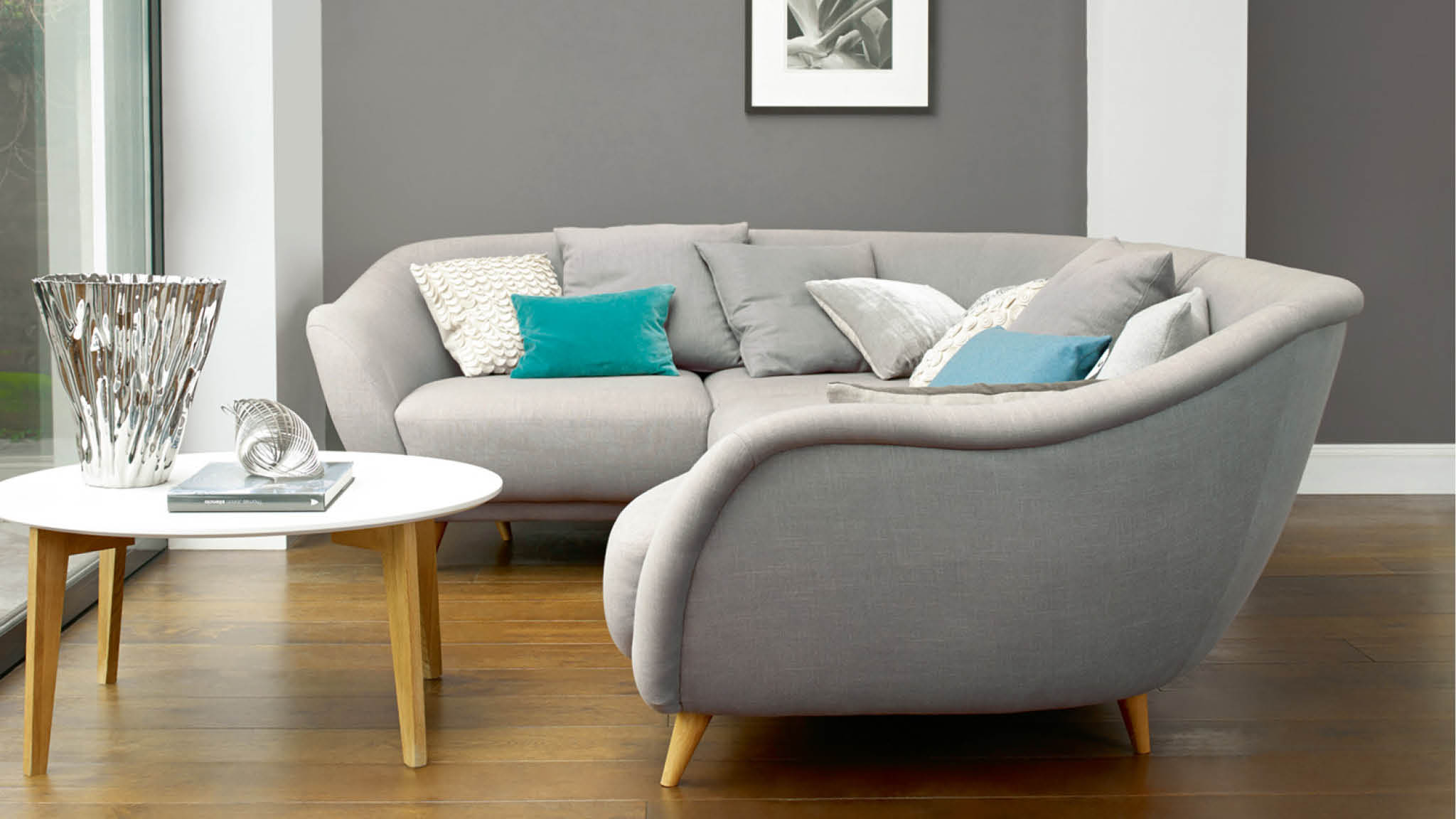 Grey living room A London-inspired slate grey colour scheme can look supremely cosy and sophisticated.