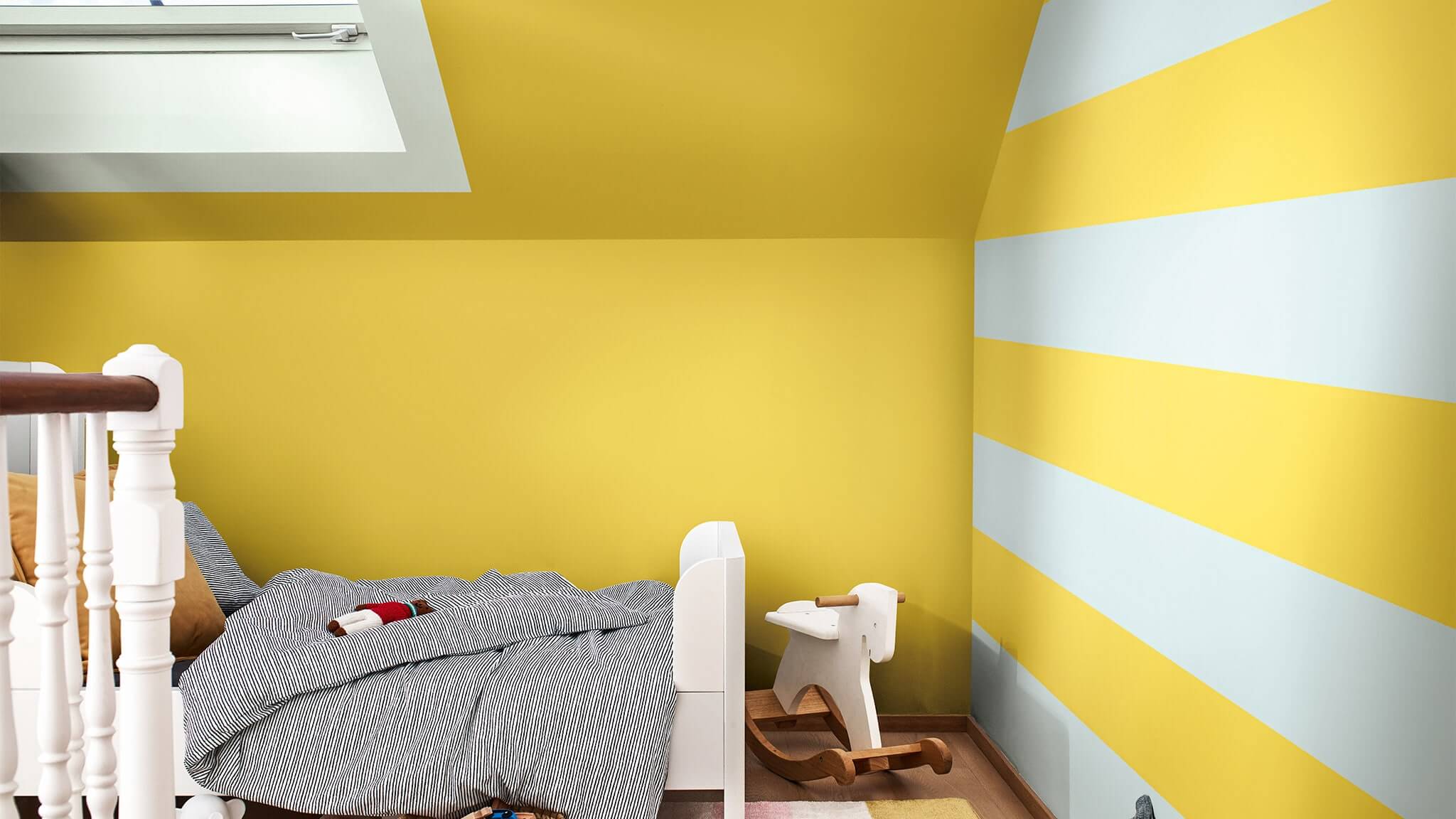 A kid’s room with a vibrant color palette and energizing stripes CF20_Play_color_palette_kids_room
